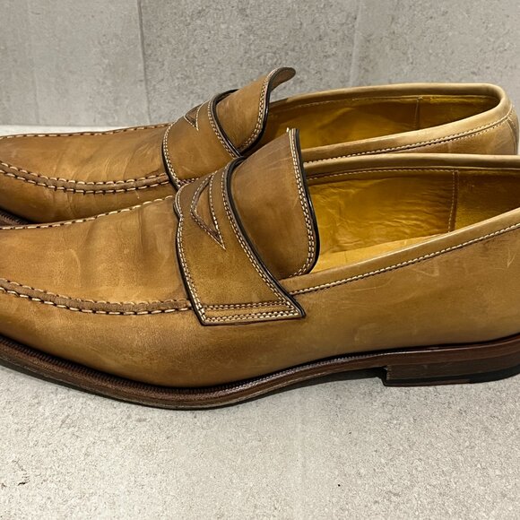 CANALI Light Brown Thick Stitch Penny Loafer Dress Shoes sz 42 US 9 - Picture 2 of 8